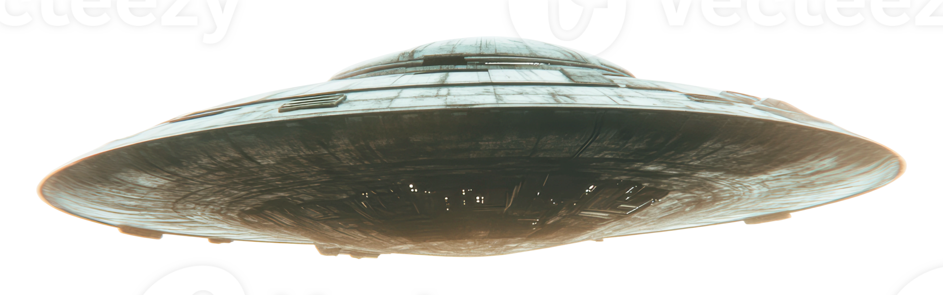 UFO hovering over a landscape during twilight png