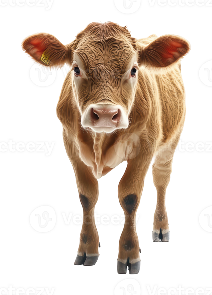 Young calf standing on white background png