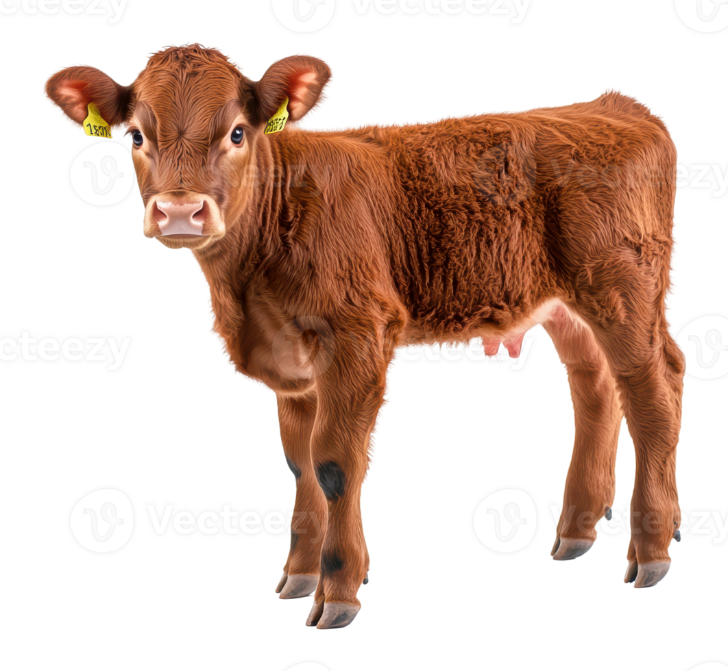 Young brown calf standing on a bright background png