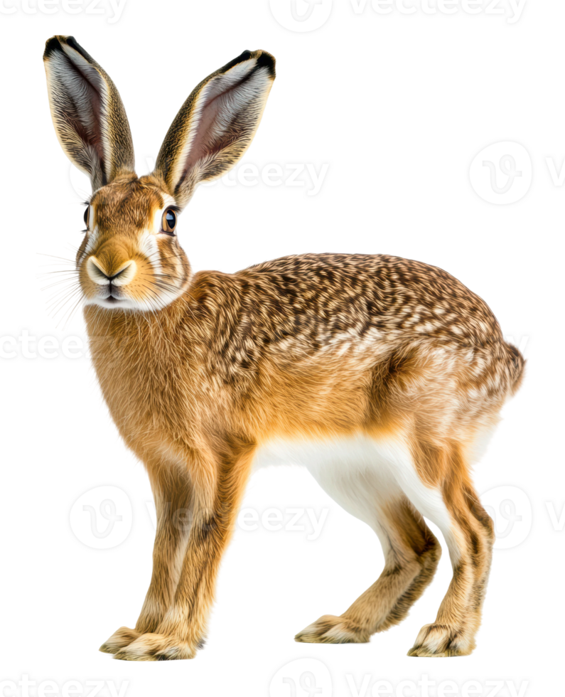 Wild rabbit standing on white background png