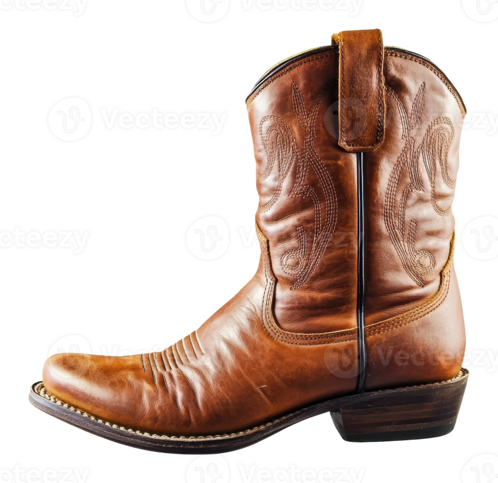 Quality leather cowboy boots for western style png