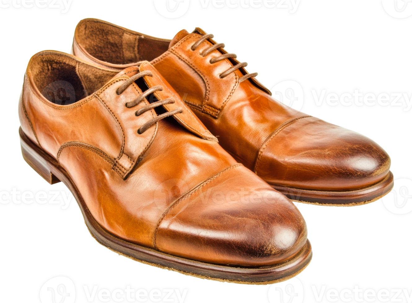 Classic brown leather dress shoes for men png