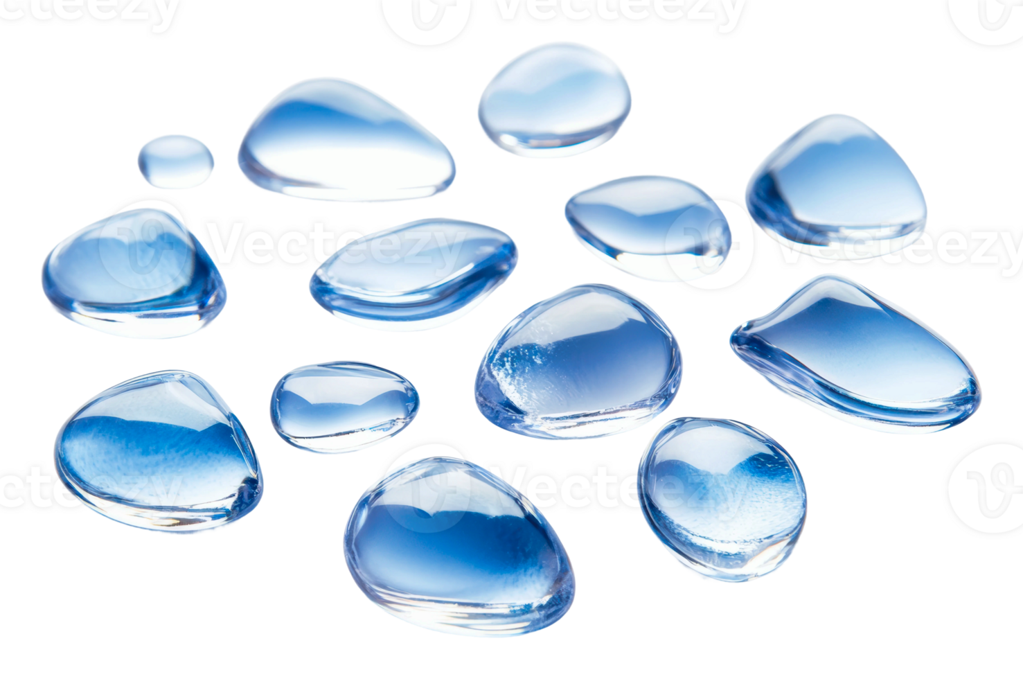 Clear water droplets scattered on a surface png