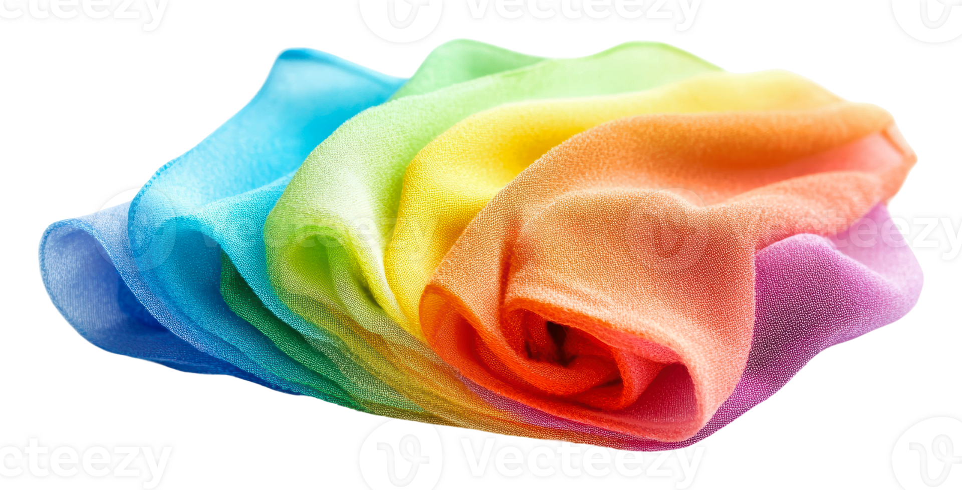 Multicolored silk scarf folded neatly on a surface png