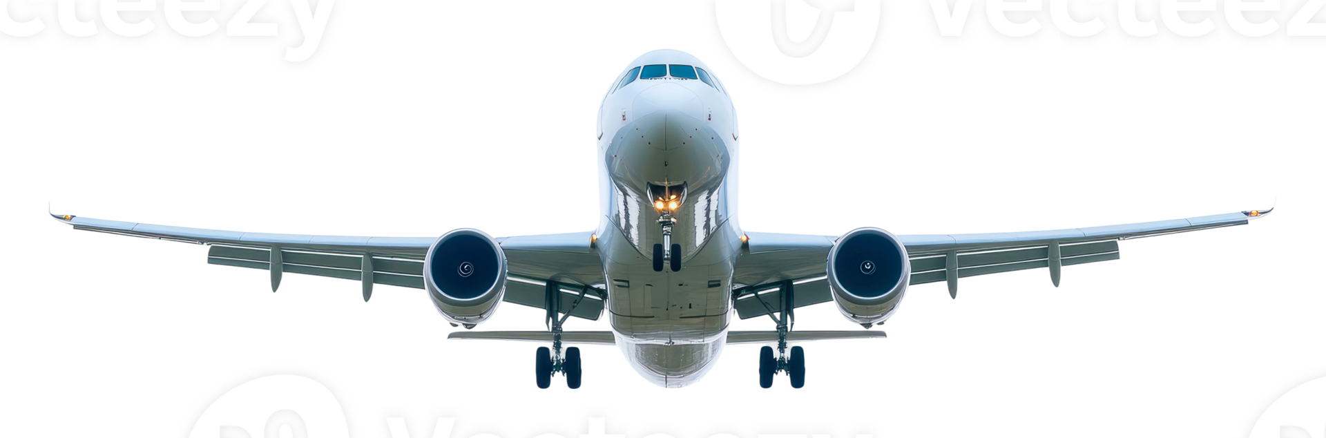 Plane landing in clear skies ahead png