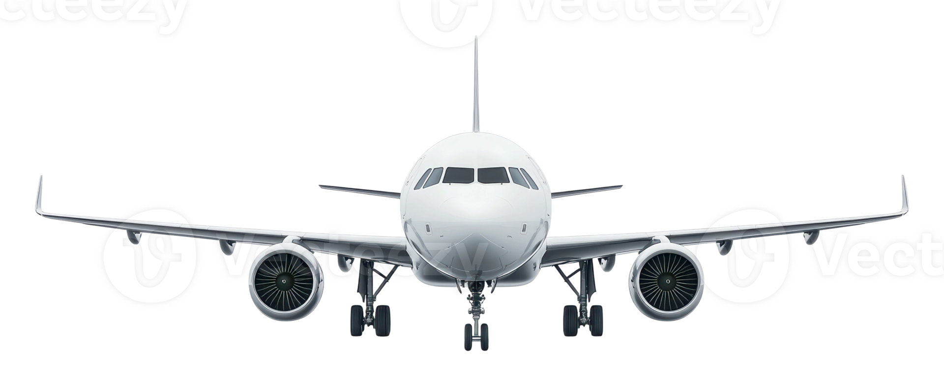 Airplane flying towards the viewer in clear skies png