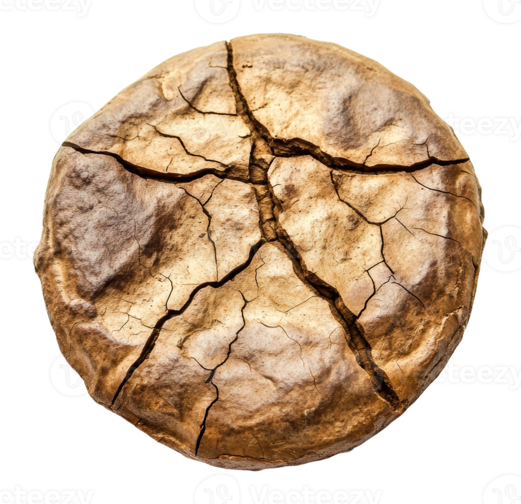 Cracked round bread with a rustic appearance png