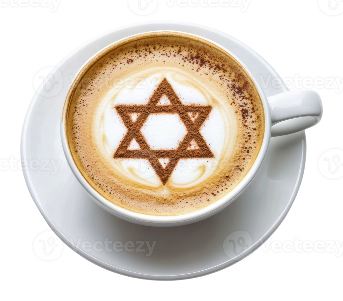 Coffee with star symbol design in foam decoration png