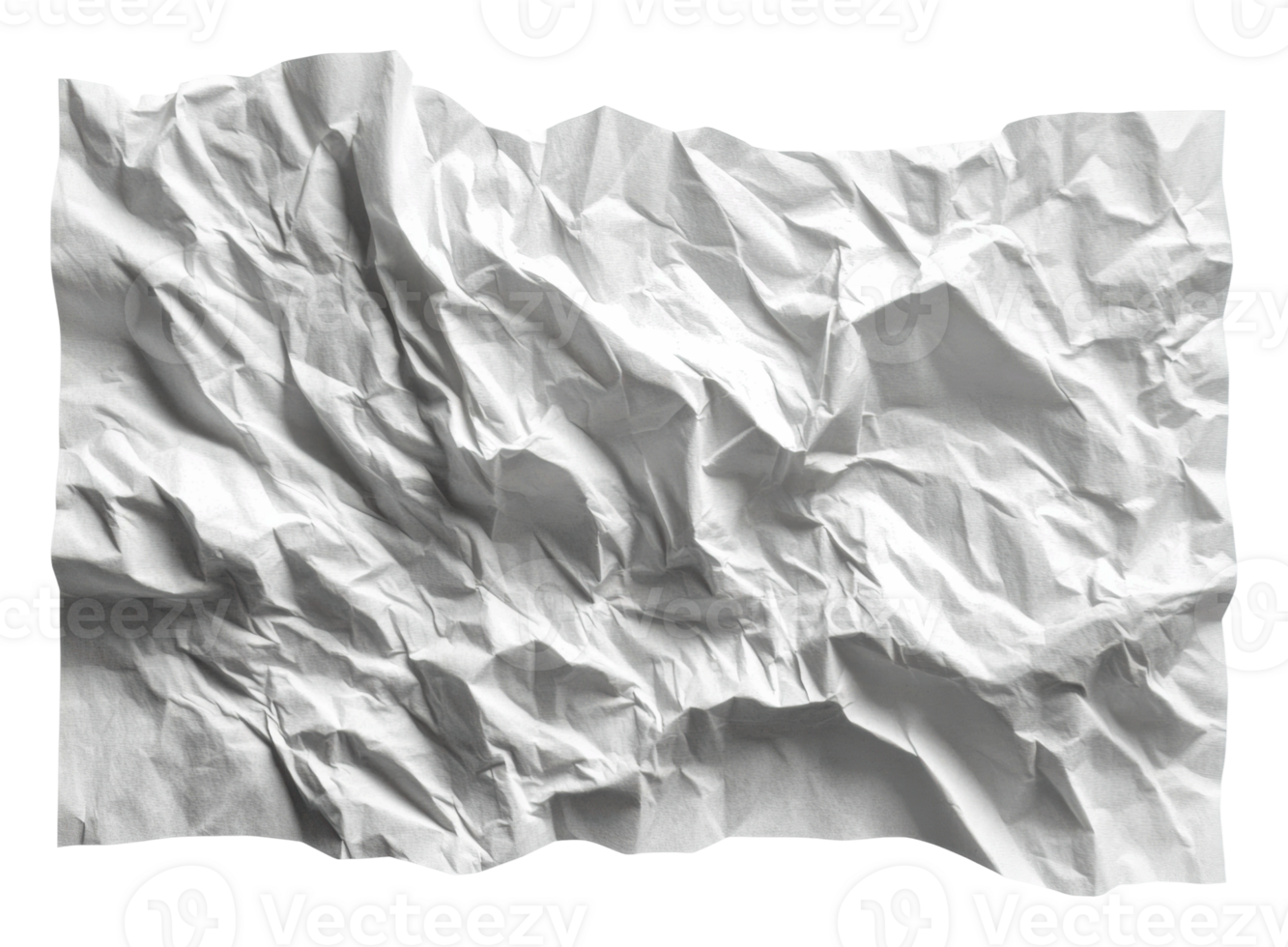 Crumpled white paper texture on a plain background png
