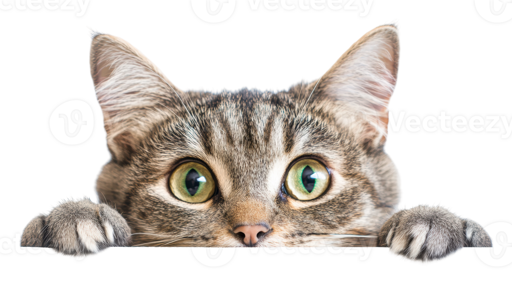 Curious cat peeking over a surface in daylight png