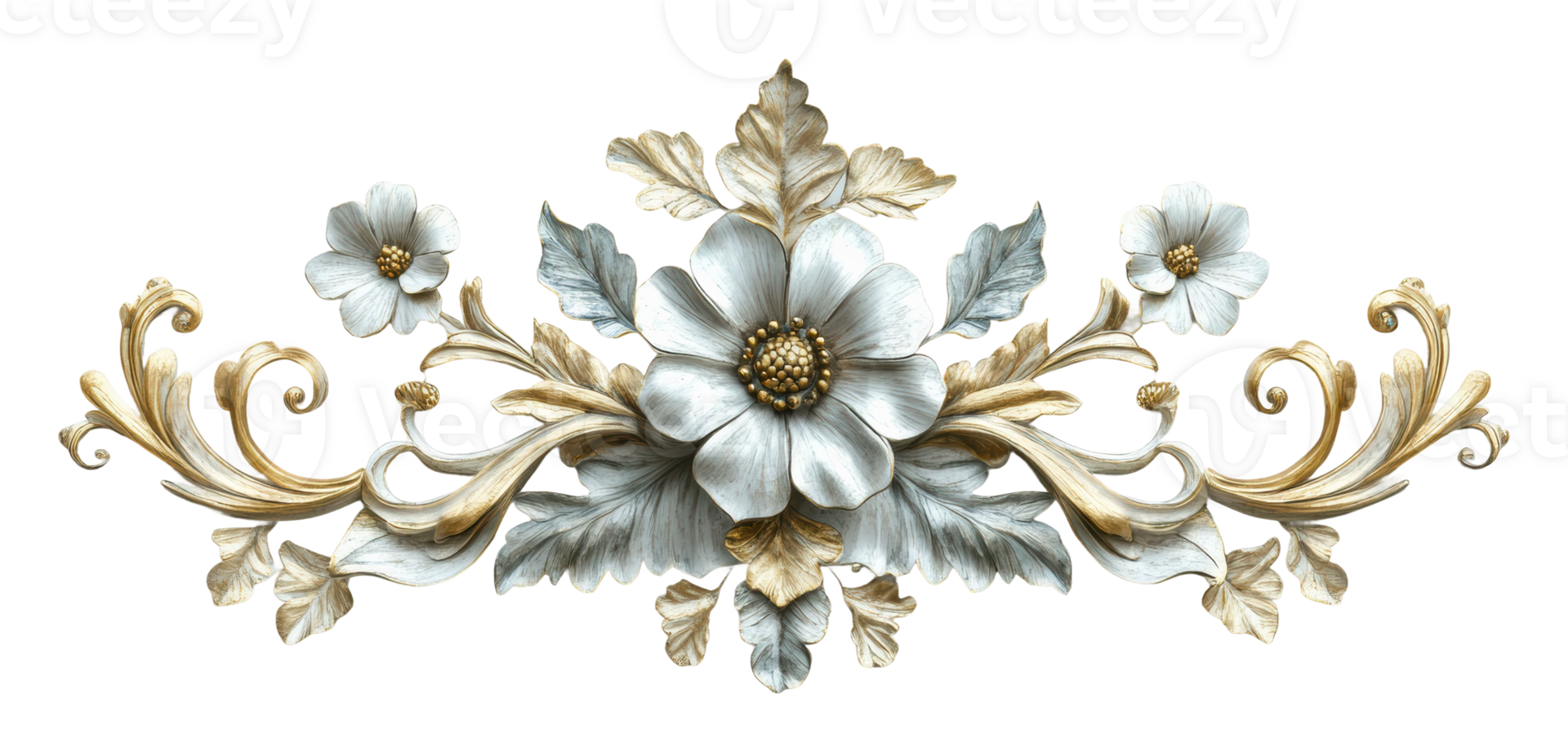 Ornate floral design with vibrant colors png