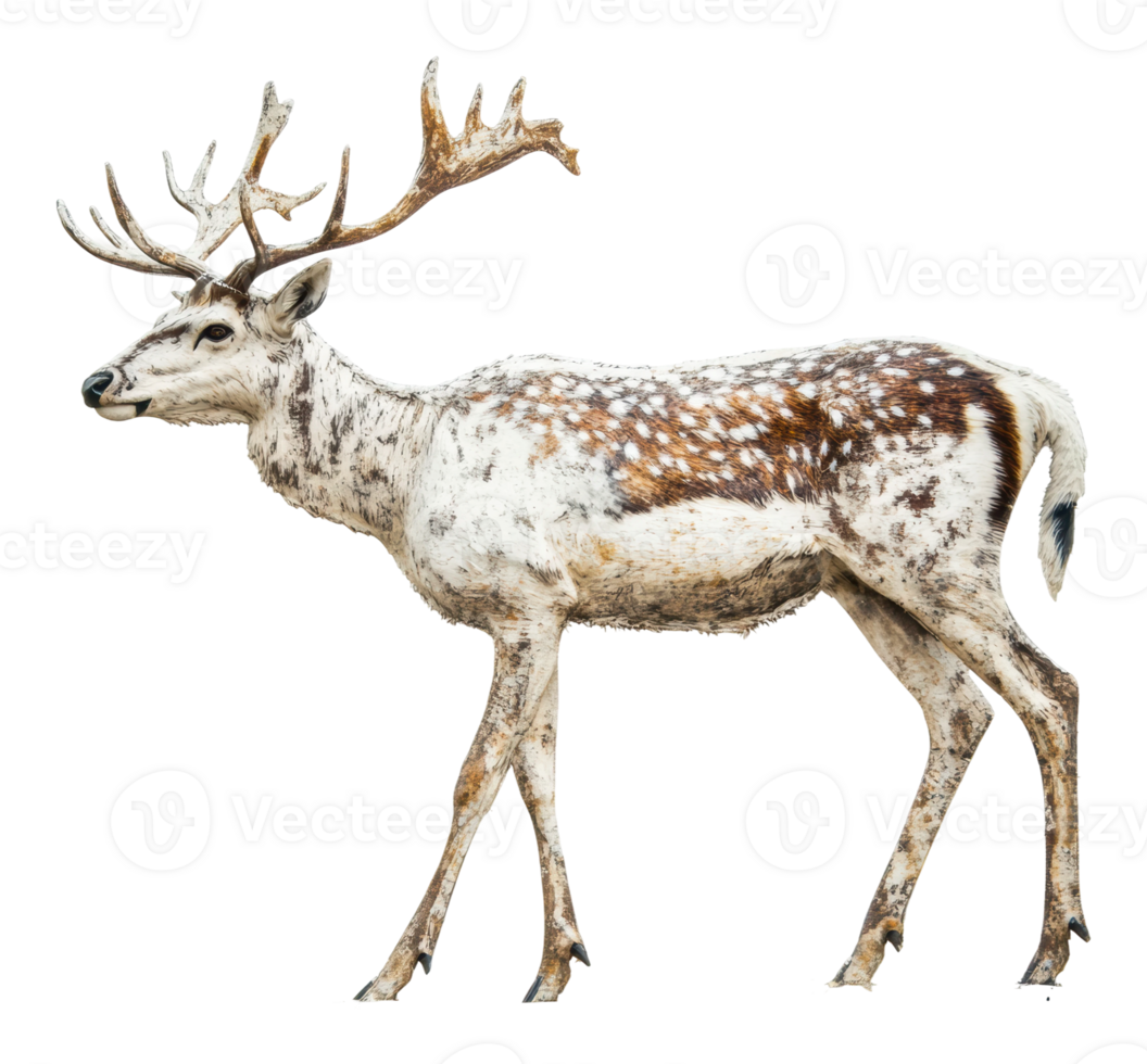 Unique spotted deer walking in natural habitat png