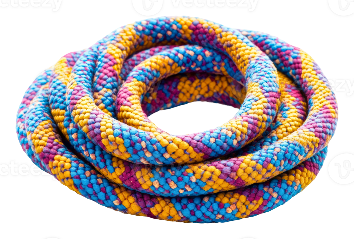 Colorful braided rope coiled on a white surface png