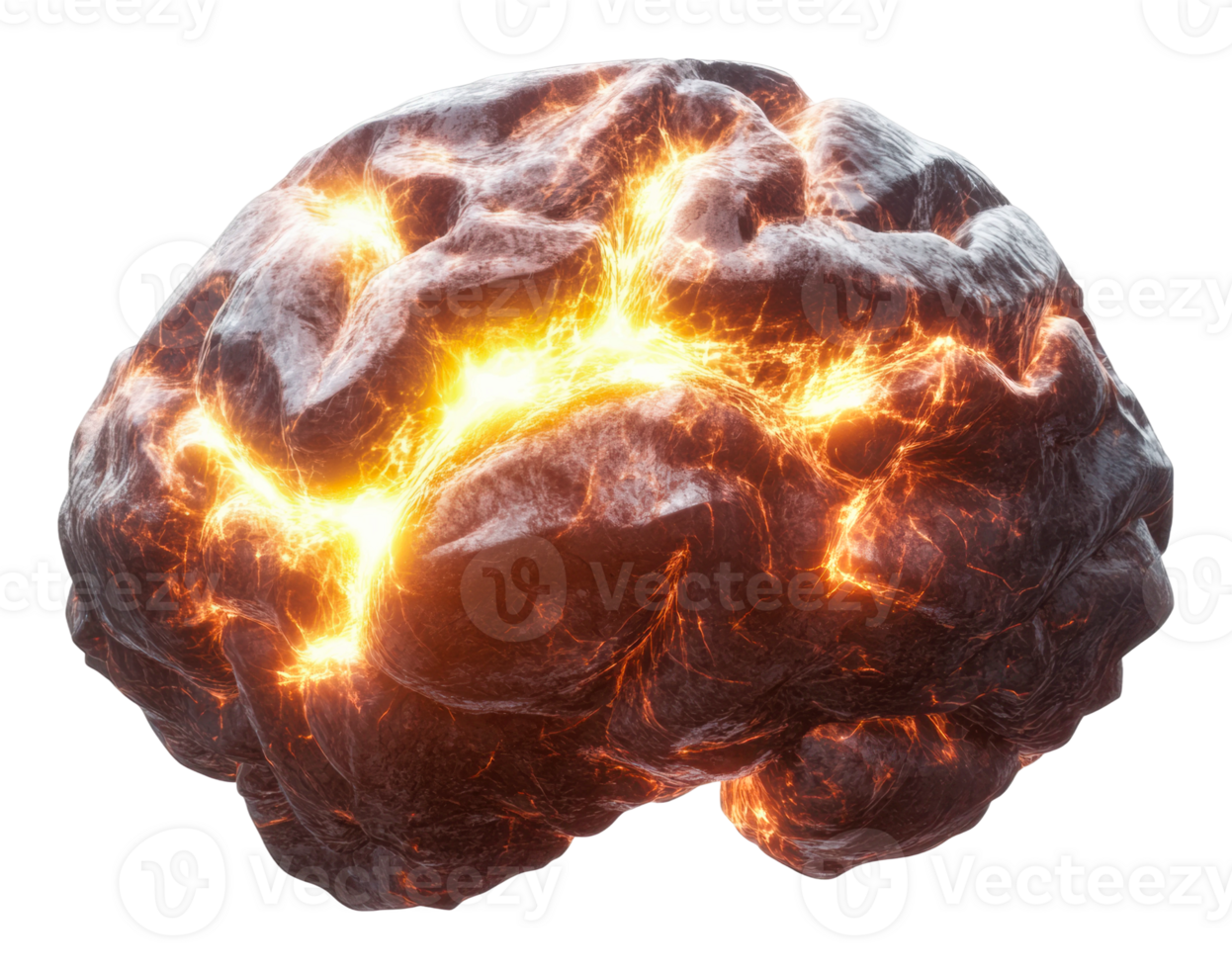 Glowing brain design shows activity png