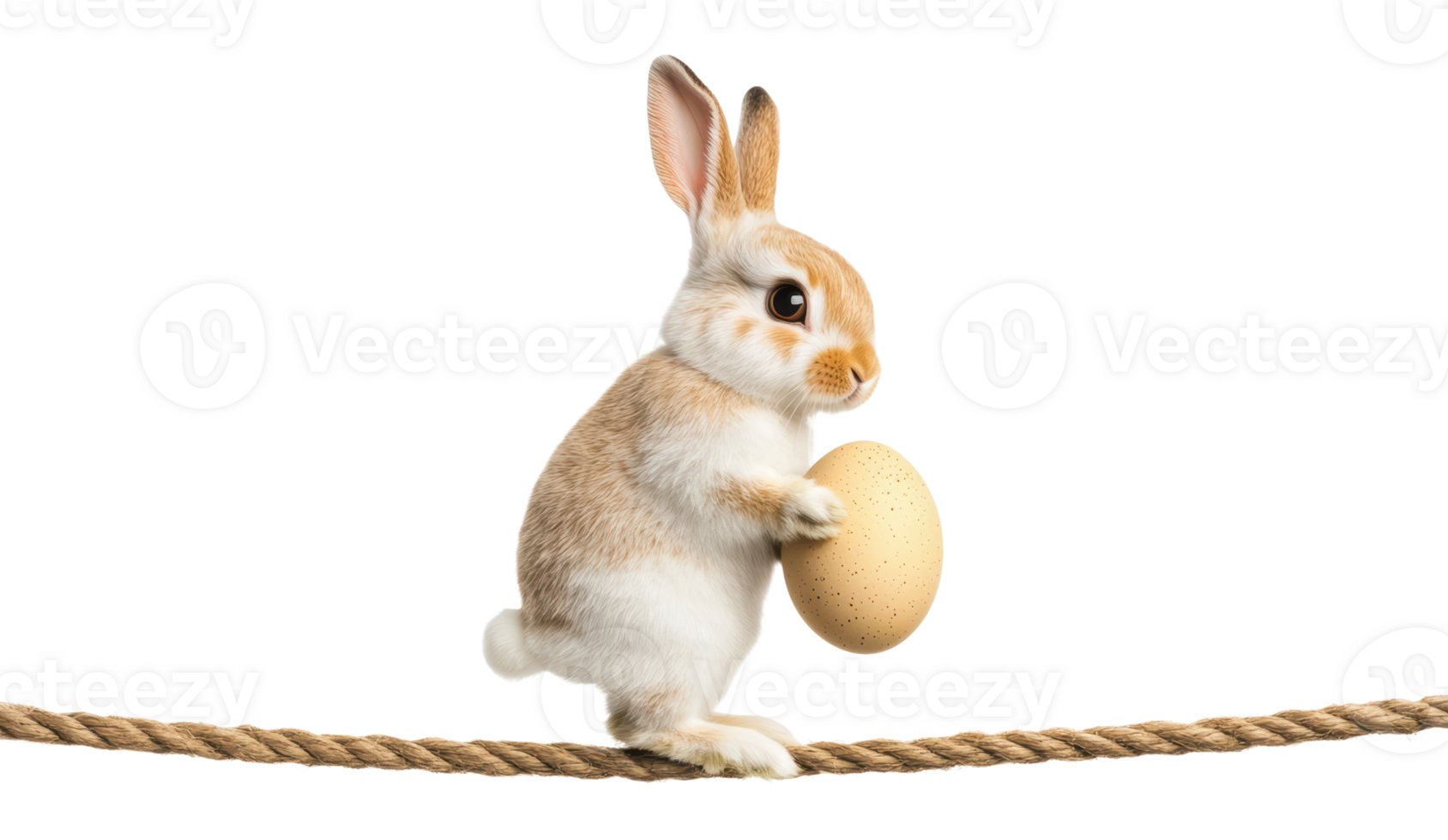 Cute rabbit balancing an egg on a rope png