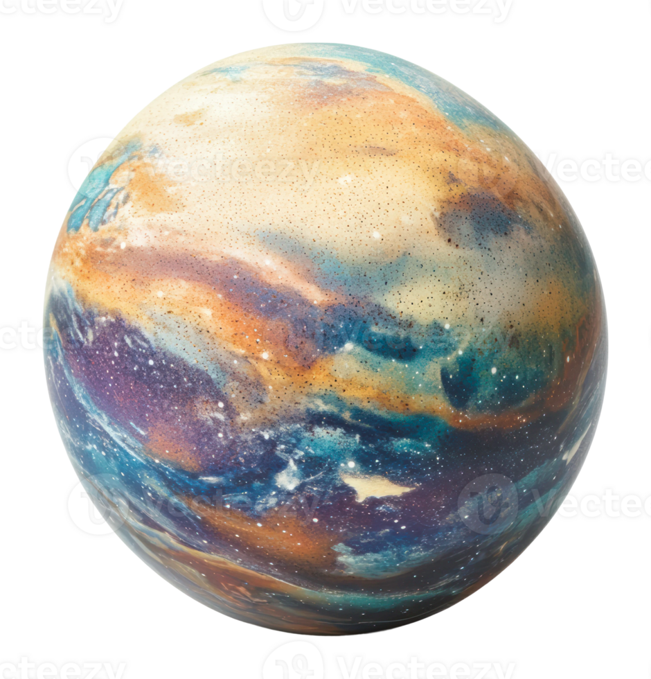 Colorful planet with swirling clouds in space png