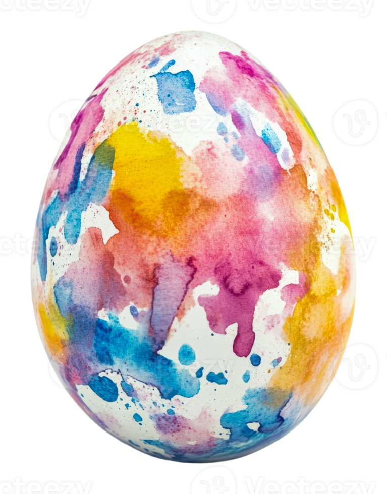 Colorful watercolor easter egg design displayed png