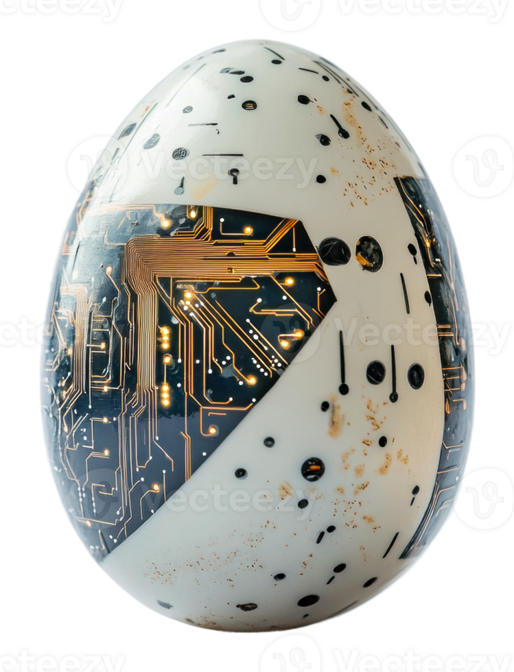 Unique egg design featuring circuit board patterns png