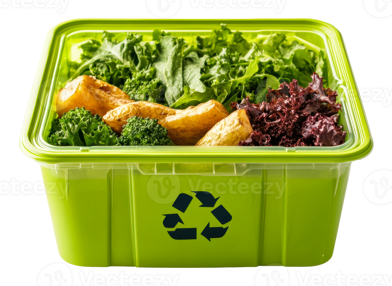 Fresh veggies in a green container png