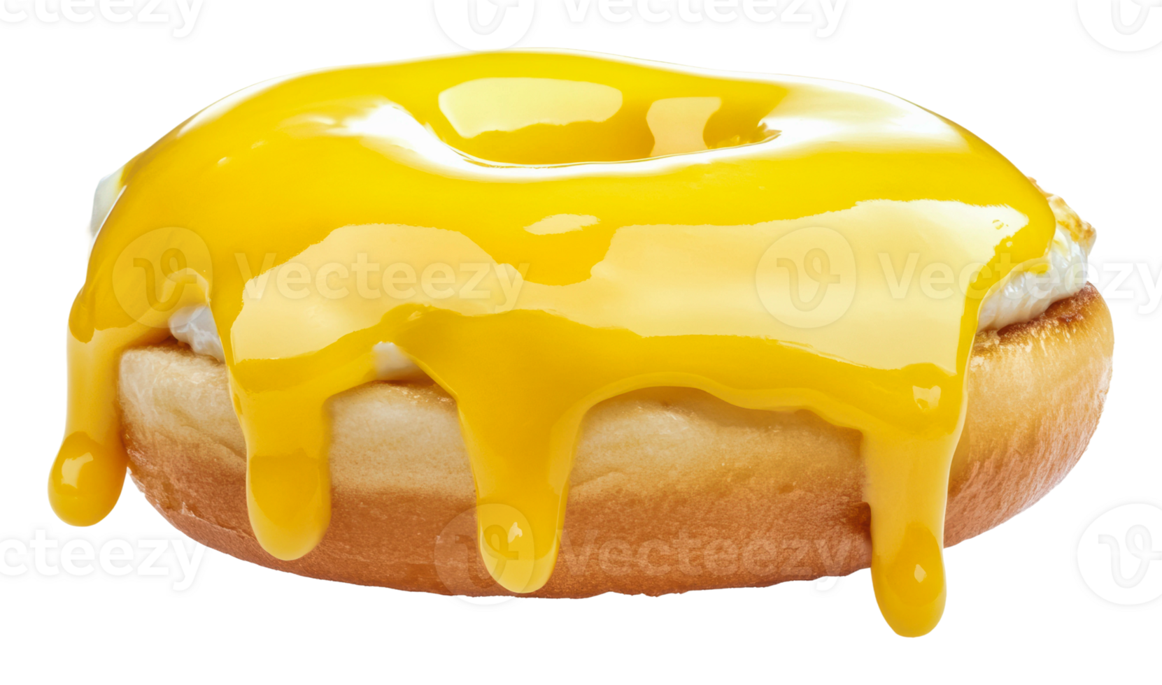 Delicious yellow icing dripping from a donut png