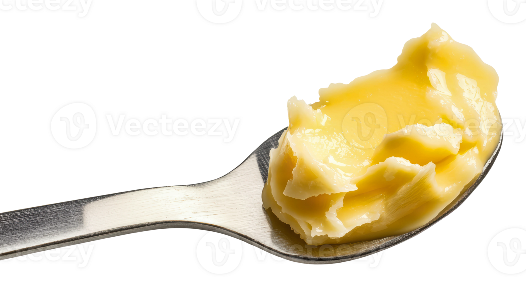 Creamy butter on a metal spoon png