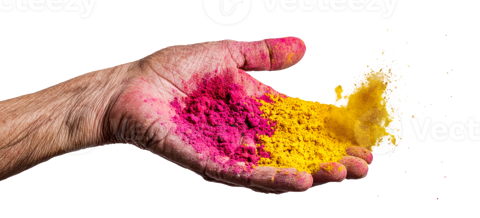 Colorful powders burst from a hand png
