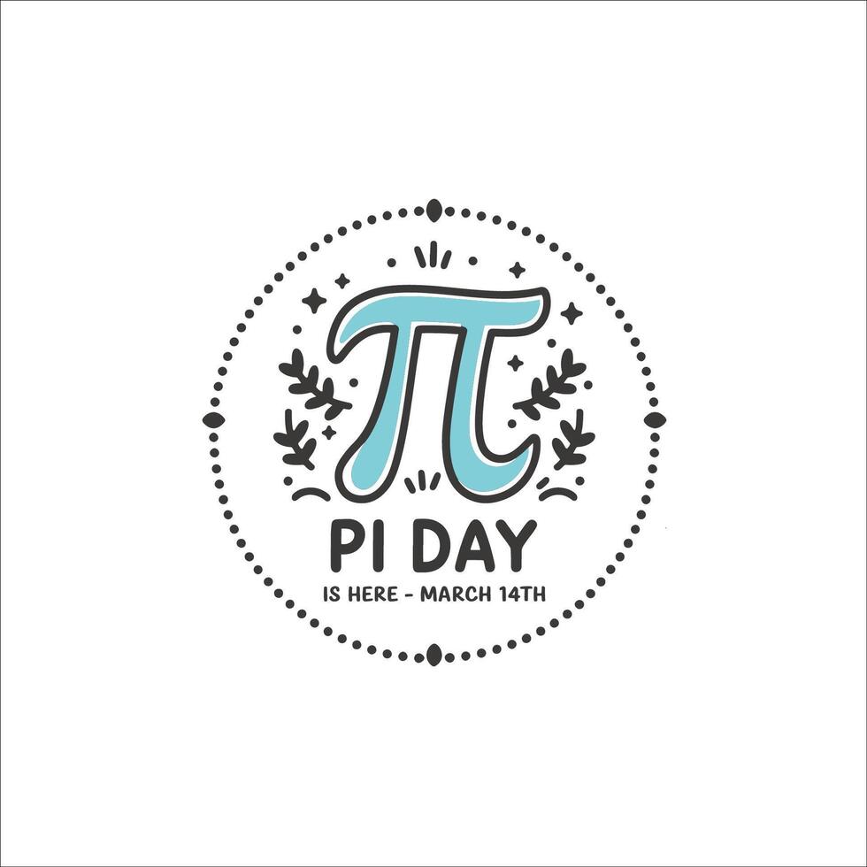 Whimsical Pi Day Illustration with Bold Pi Symbol and Nature Elements vector
