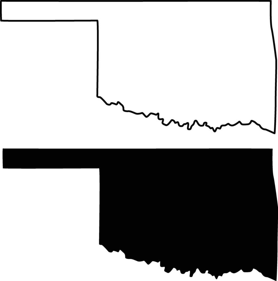Oklahoma U.S. state map outine and silhouette icon design vector