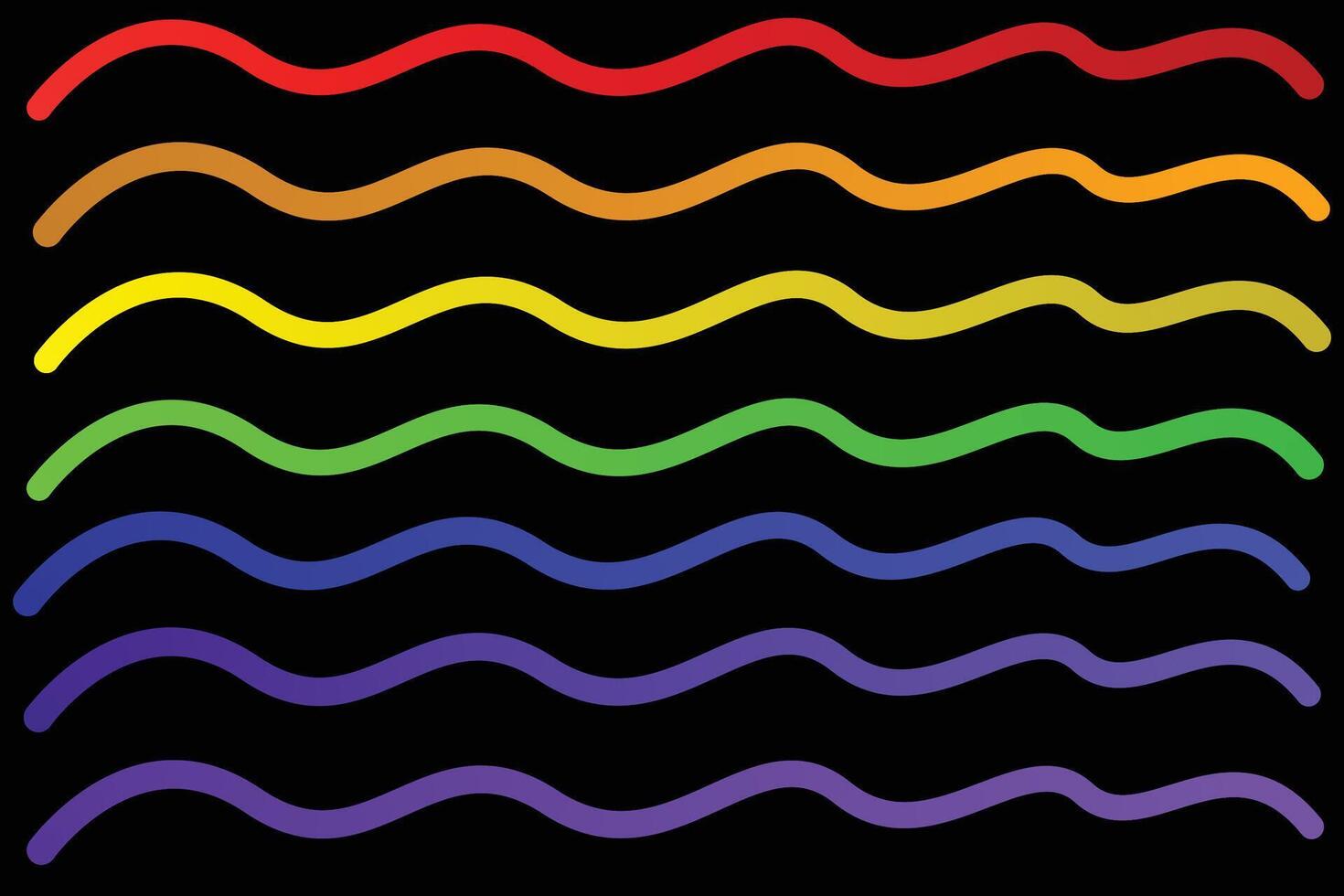 Gradient Line Art with Squiggle Patterns and Rainbow Color Waves for Creativity vector