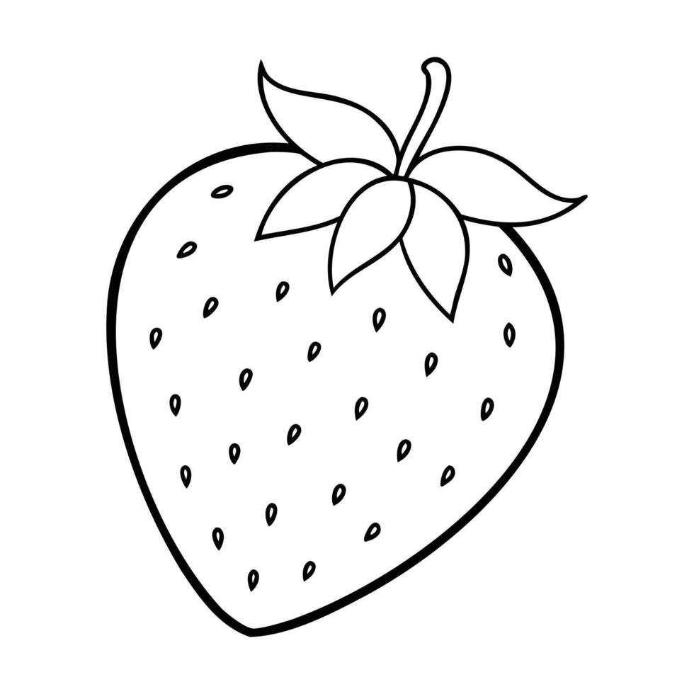 Black and white outline illustration of a strawberry vector