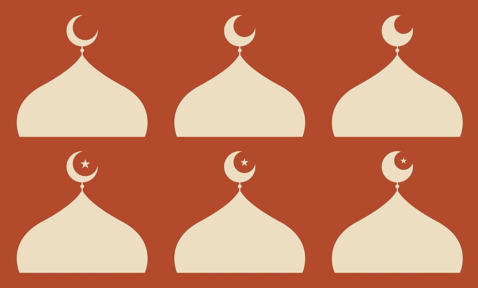 Collection of Cream Mosque Domes with Crescent Moons and Small Stars vector