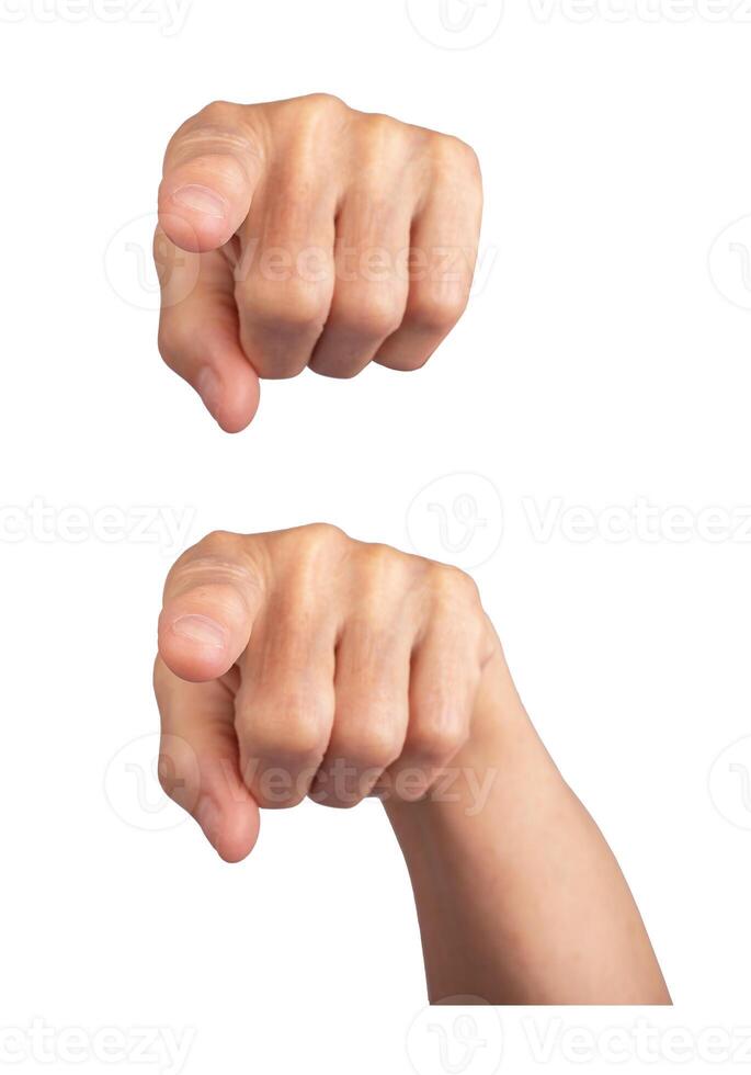 Elderly hand pointing with index finger, wrinkled skin, expressive gesture indicating choice or photo
