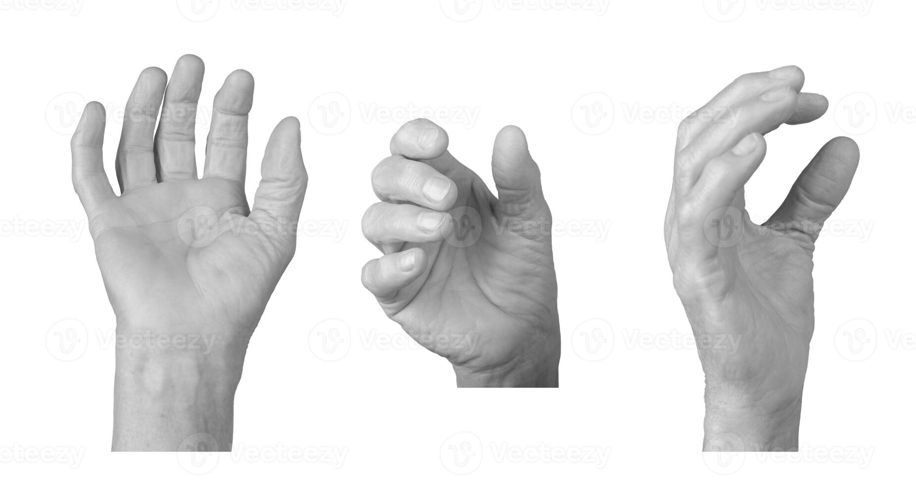 Closeup, elderly woman's hand reaching and curled in a grasping pose, wrinkled skin, soft palm, photo