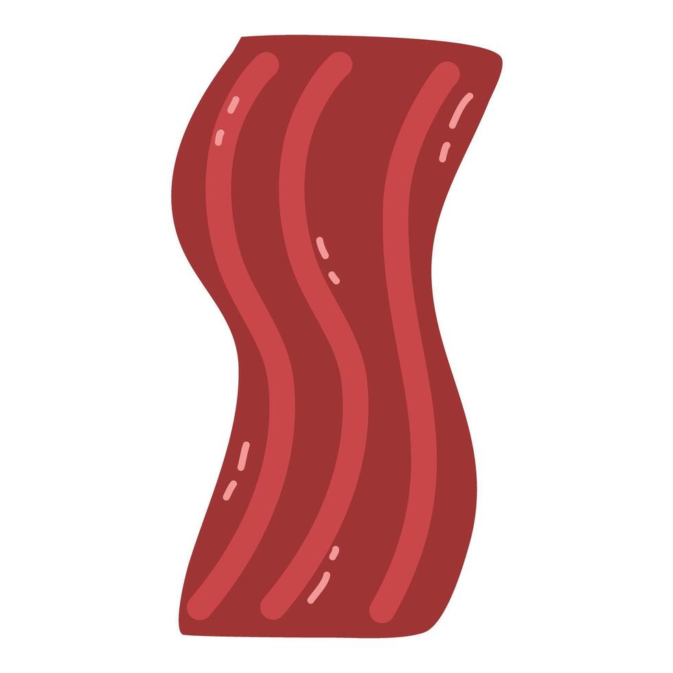 Smoked Bacon Strips Thin Fatty Slices of Pork Rashers, Meat Delicious Food vector
