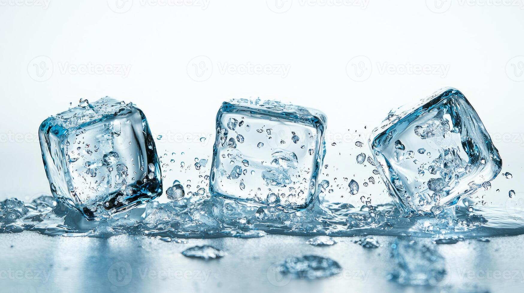 Three ice cubes are shown in a row photo