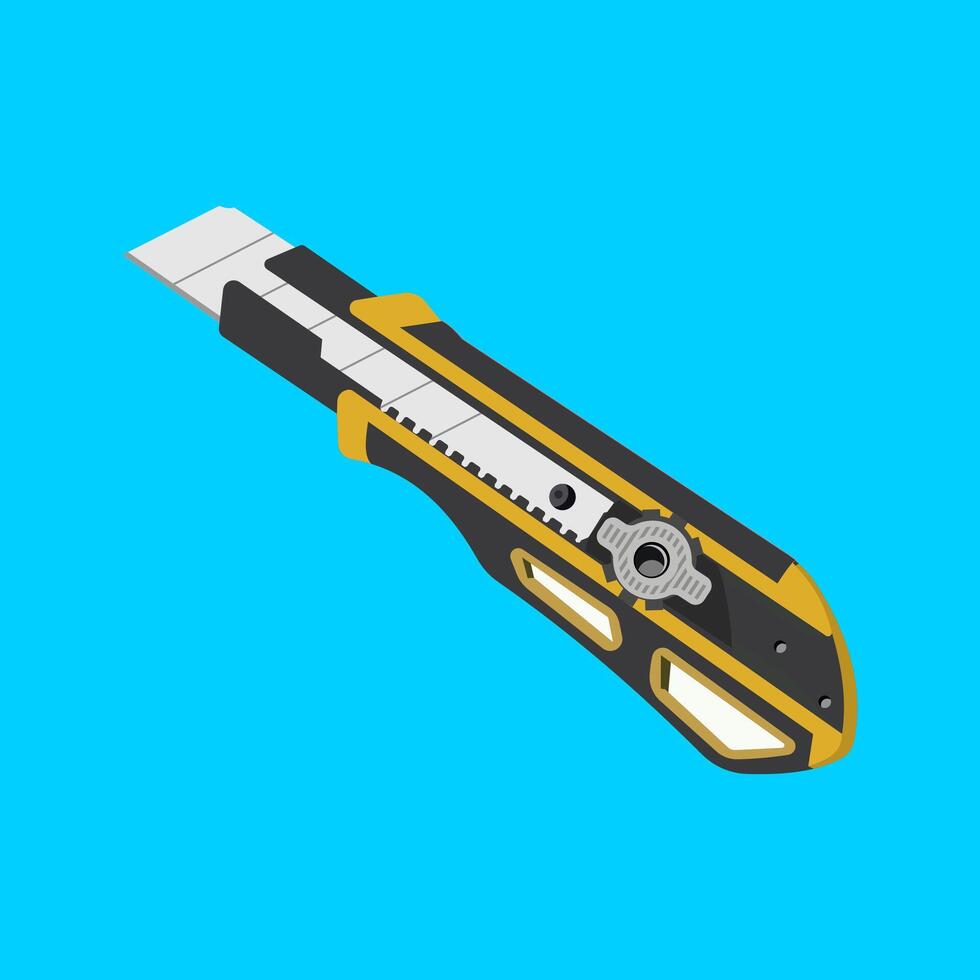 utility knife box cutter cartoon isolated object vector