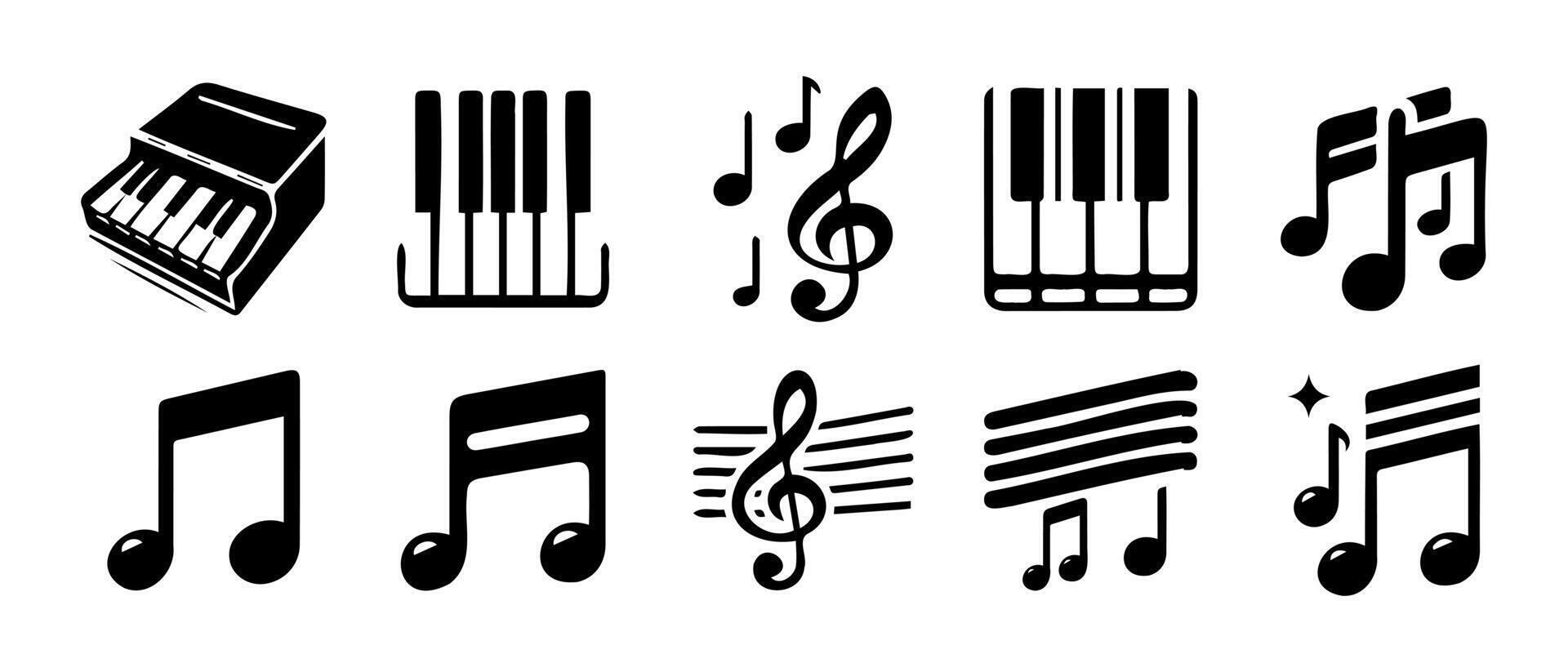 Creative collection of unique music icons on a white background vector