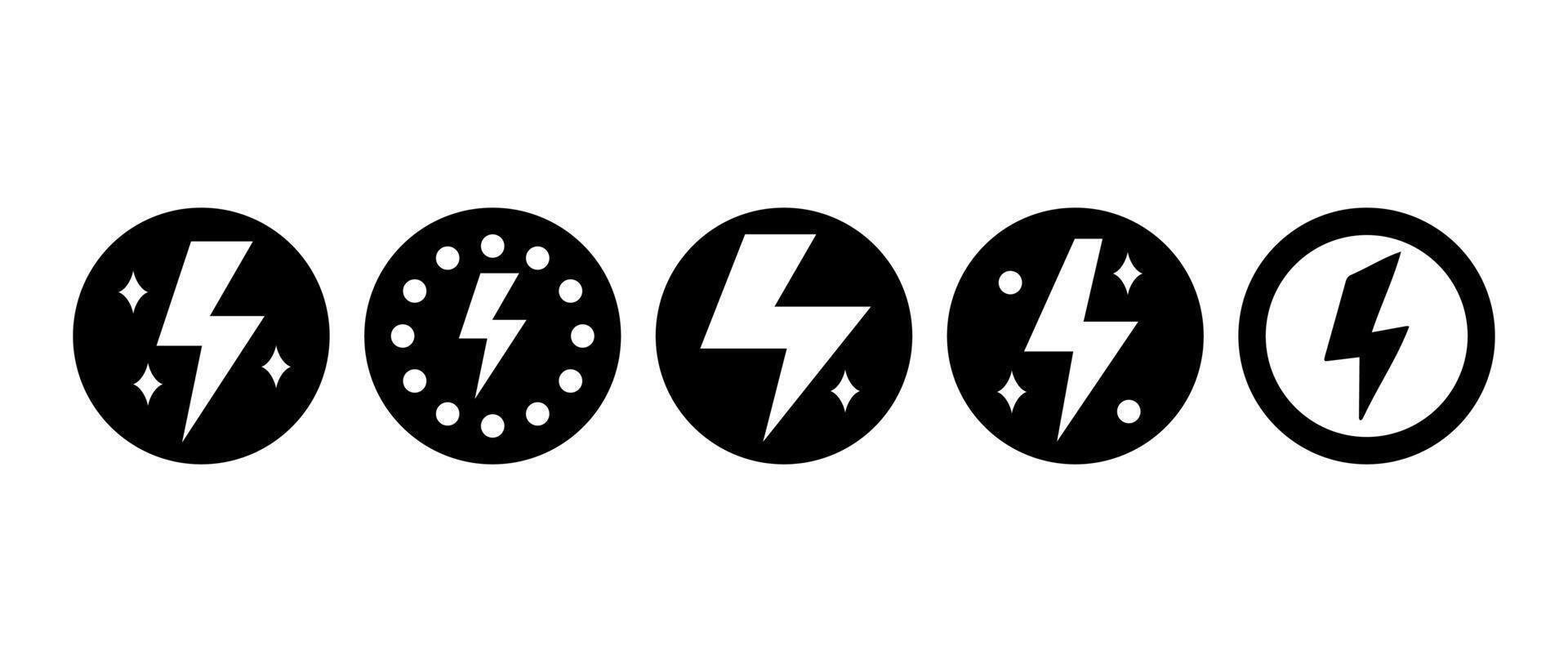 Creative collection of doodle lightning inside circle vector