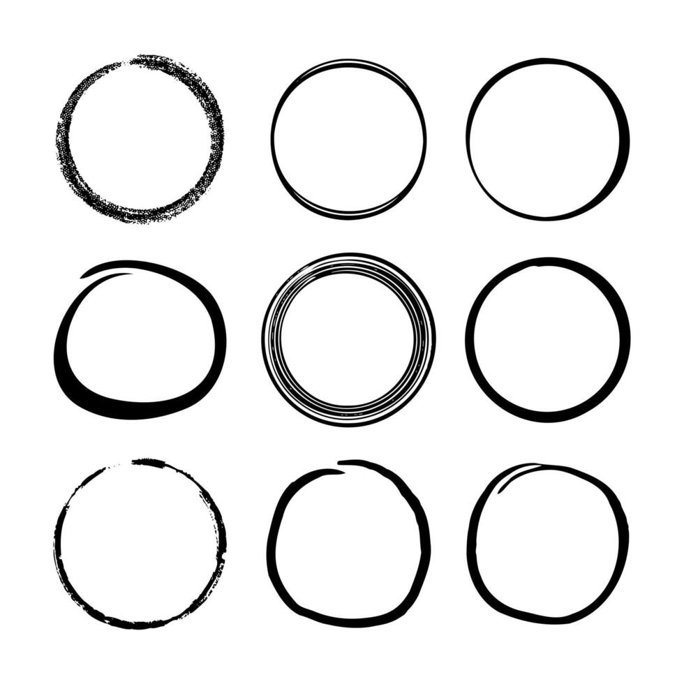 Elegant hand drawn irregular circle strokes vector
