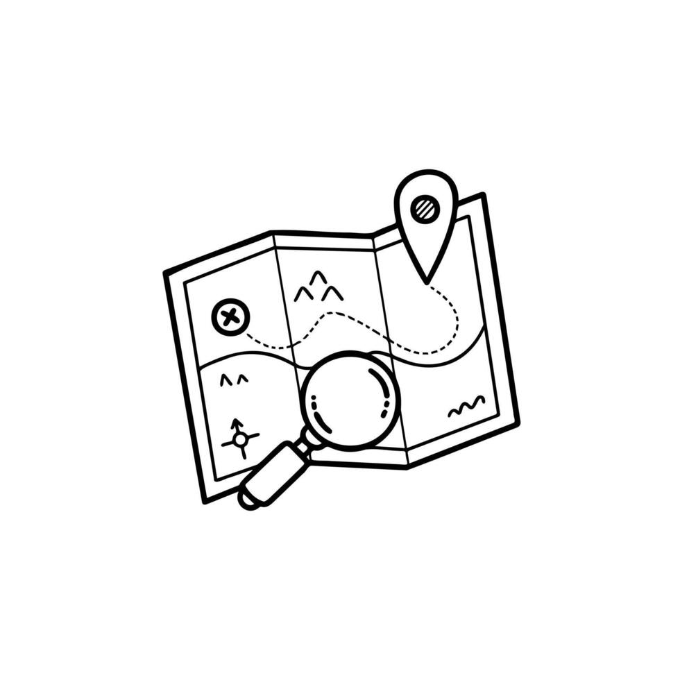 Map illustration in doodle style on a white background vector