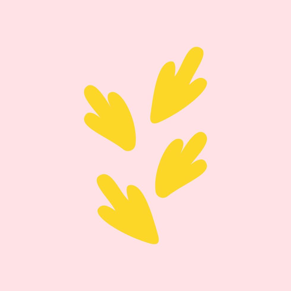 Cute hand drawn spring flowers. illustration in flat style. Illustration of animal footprints, bird or chicken footprints. Design element illustration of yellow footprints vector