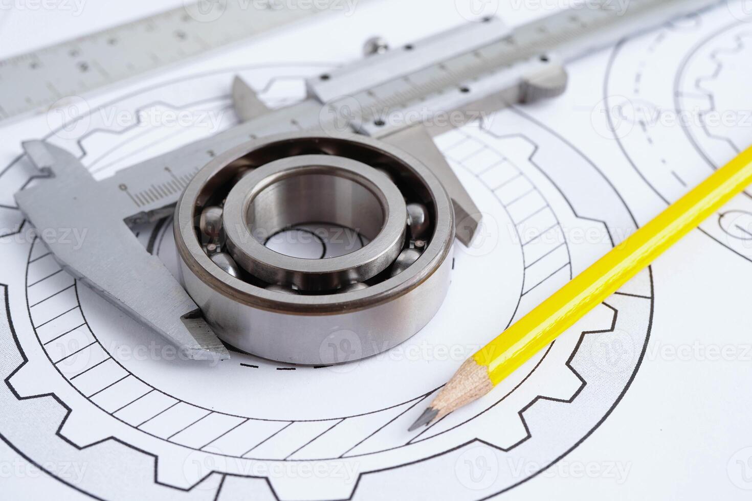 Engineering and precision tools with metal ball bering, photo