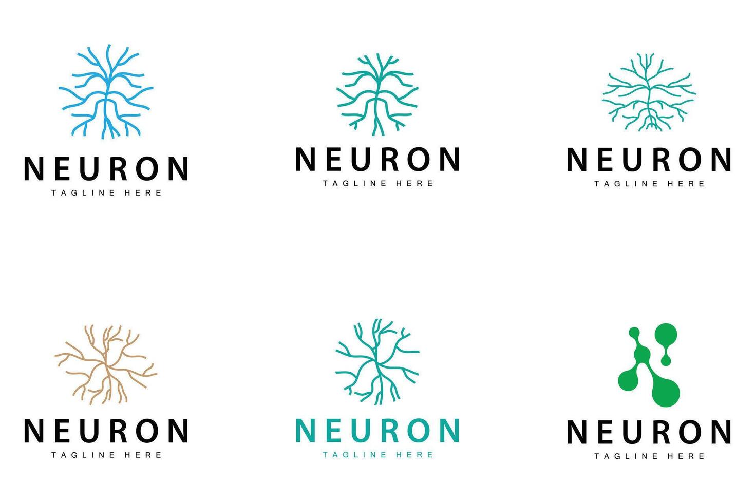 Neuron Logo Design Health DNA Molecule Nerve Cell Abstract Simple Illustration vector