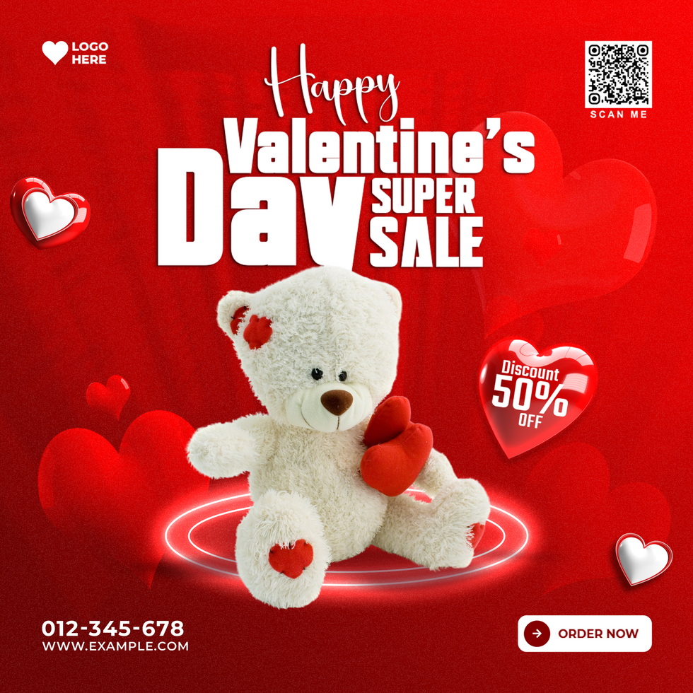 14 February Happy Valentine's Day Post Sale Social Media Template psd