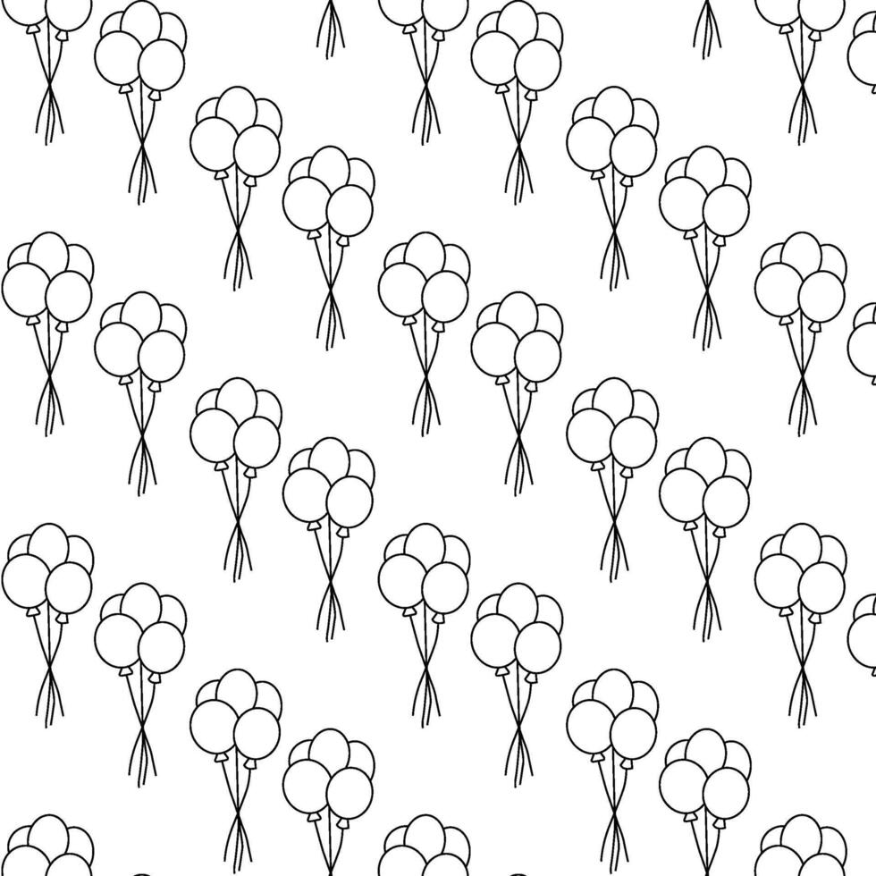 birthday balloon pattern design. line drawing vector