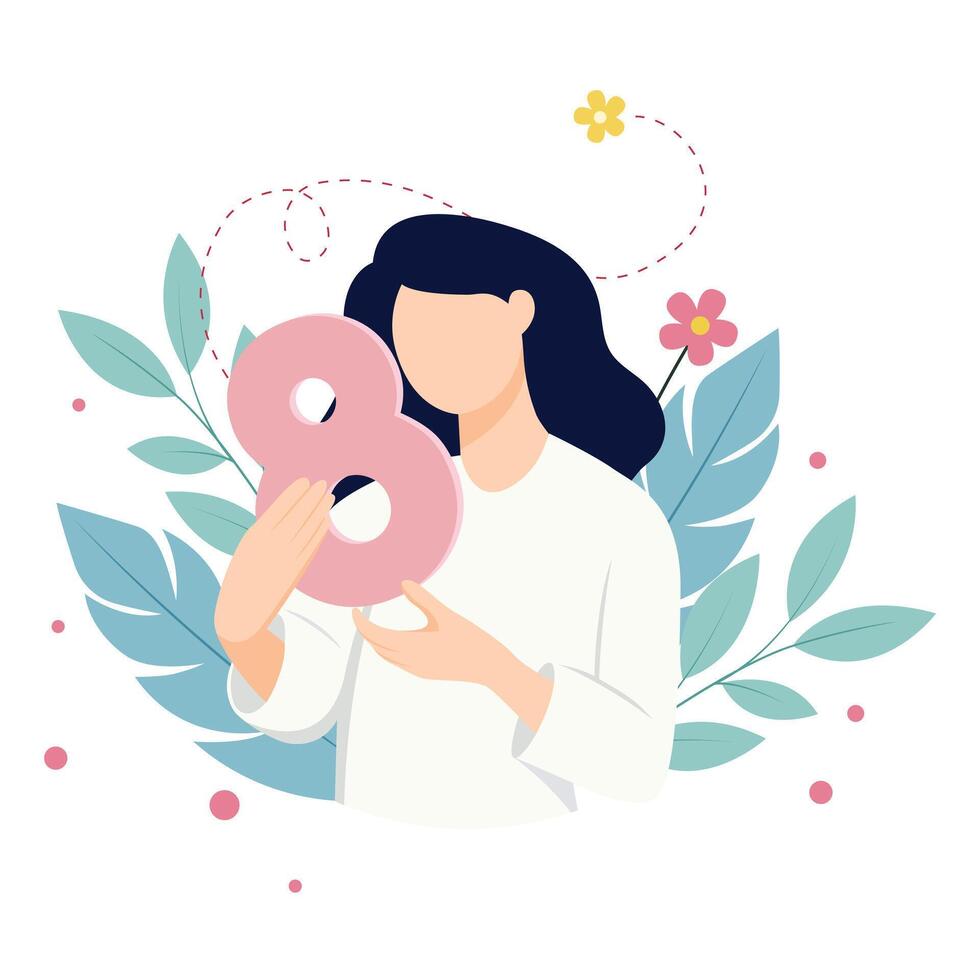 Illustration of Women holding 8, women's day concept vector