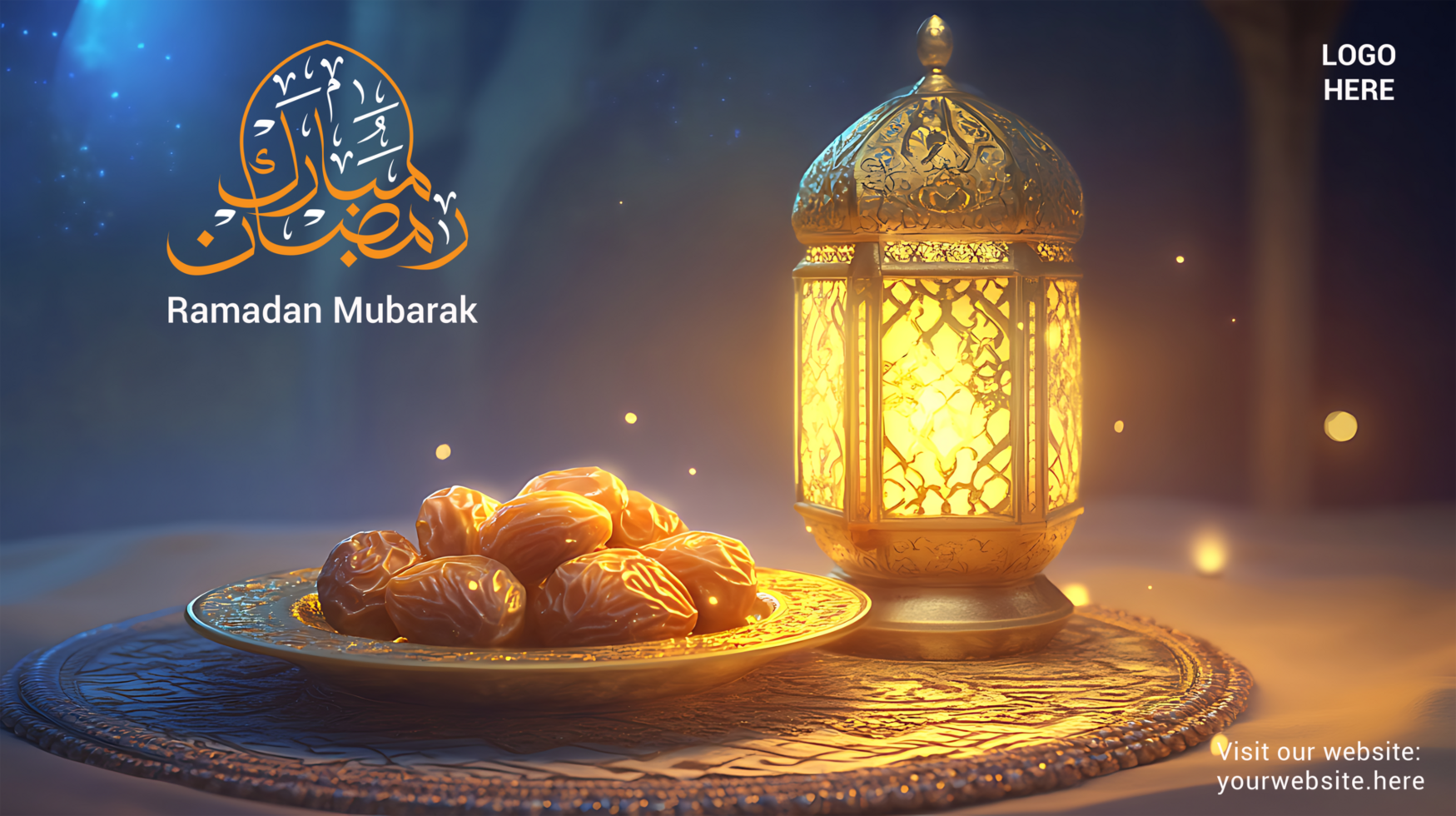 Elegant Ramadan Kareem Background with Arabic Lantern psd