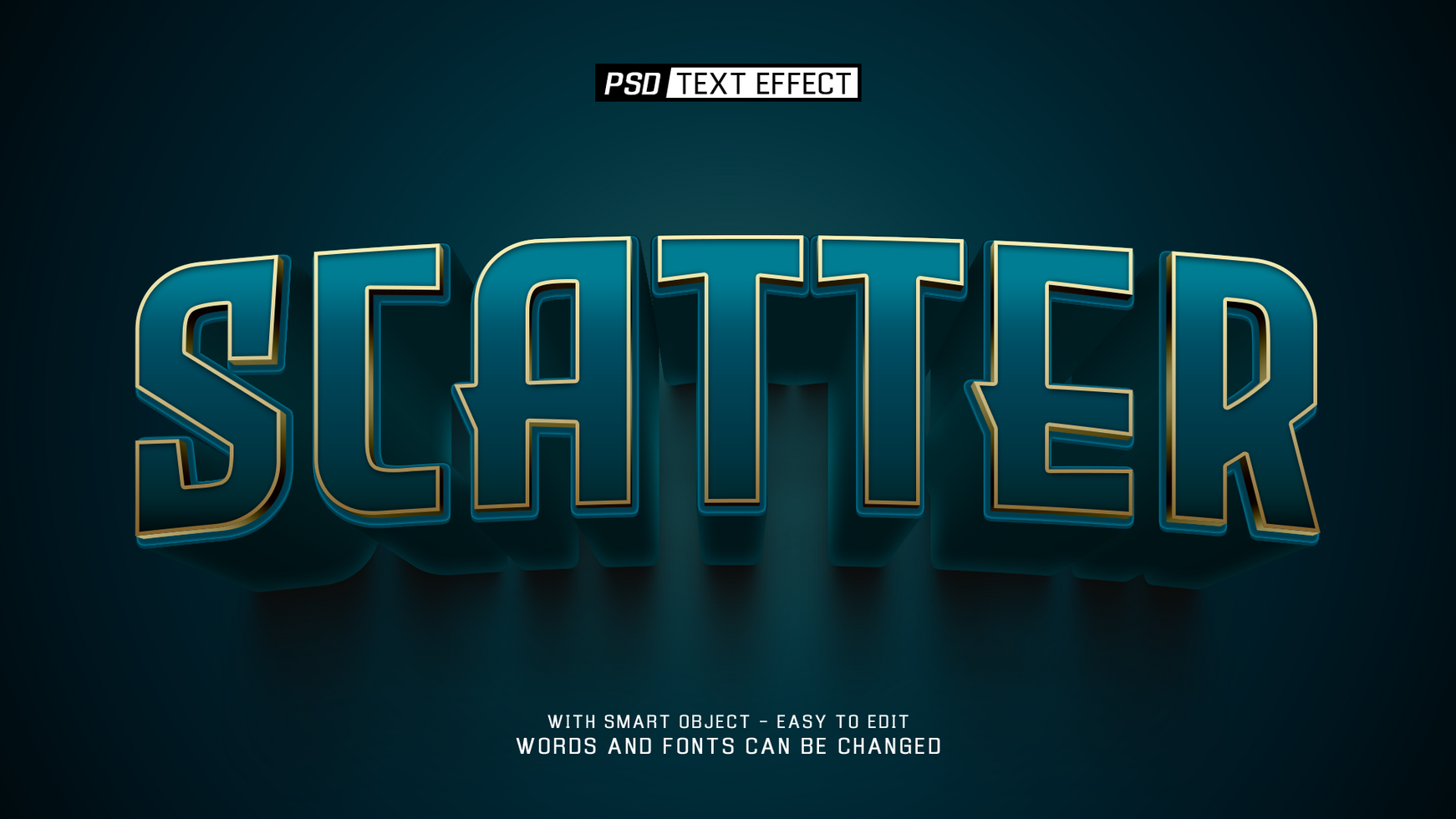 scatter 3d text effect psd