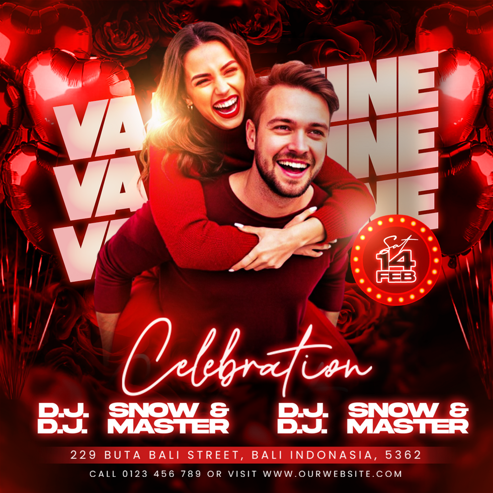 valentines day Dj party post with Couple background valentines day party night promotion psd