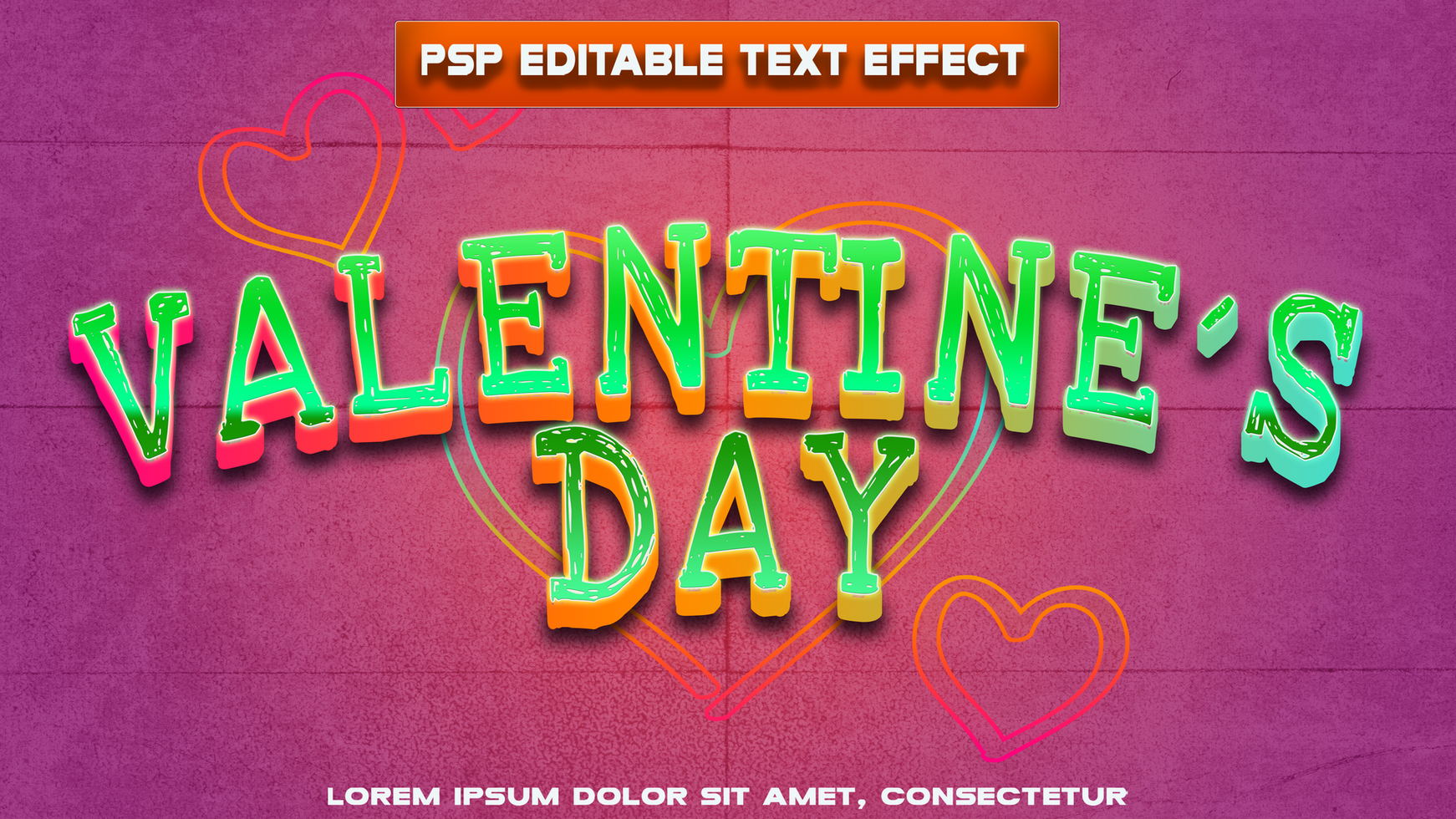 Green Valentine's Day letters psd